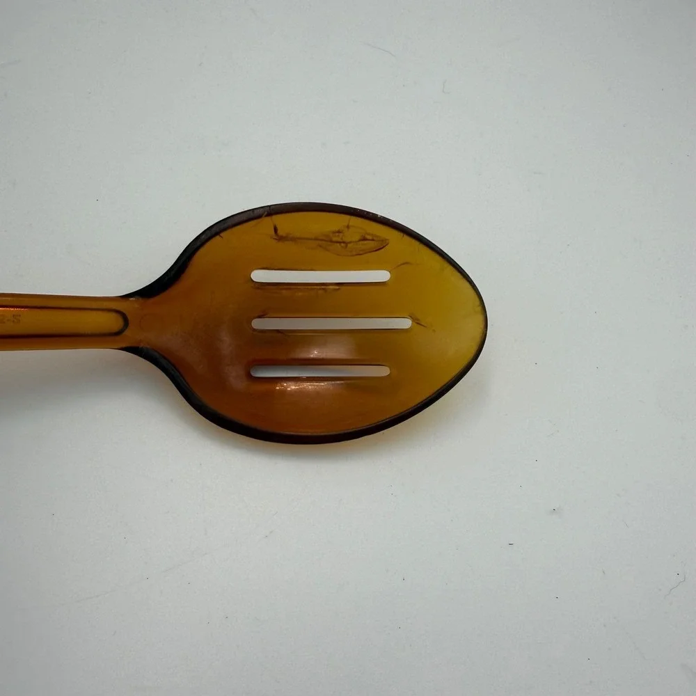 Ekco Ultra-Temp Amber Slotted Spoon Vintage Brown Plastic Kitchen Utensil 2115-2